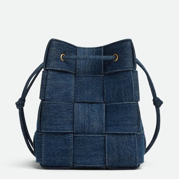 Bottega Veneta Handbags - Bottega Veneta Small Cassette Bucket Blue Denim NW T